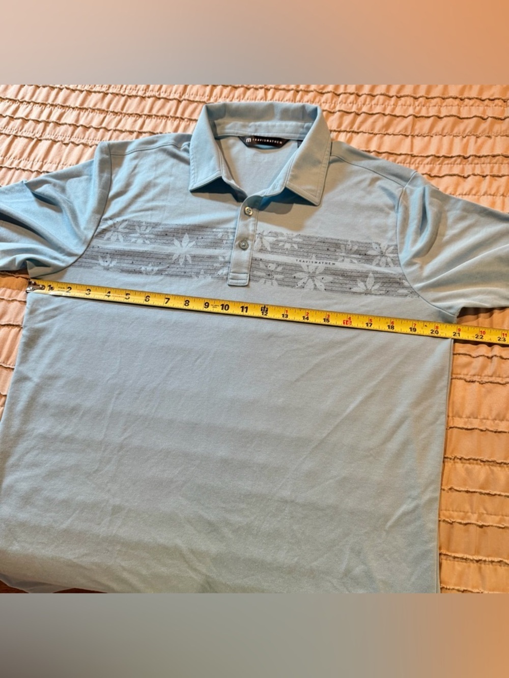 Travis Mathew Men’s Infamy Polo Shirt Air Blue Medium Golf Short Sleeve Collared - Picture 9 of 10